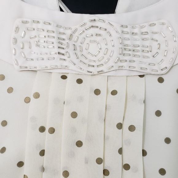 Lauren Conrad Lined Tank Top with Bow Tie Rhinestone Decor and Polka Dots. Small - Picture 2 of 8